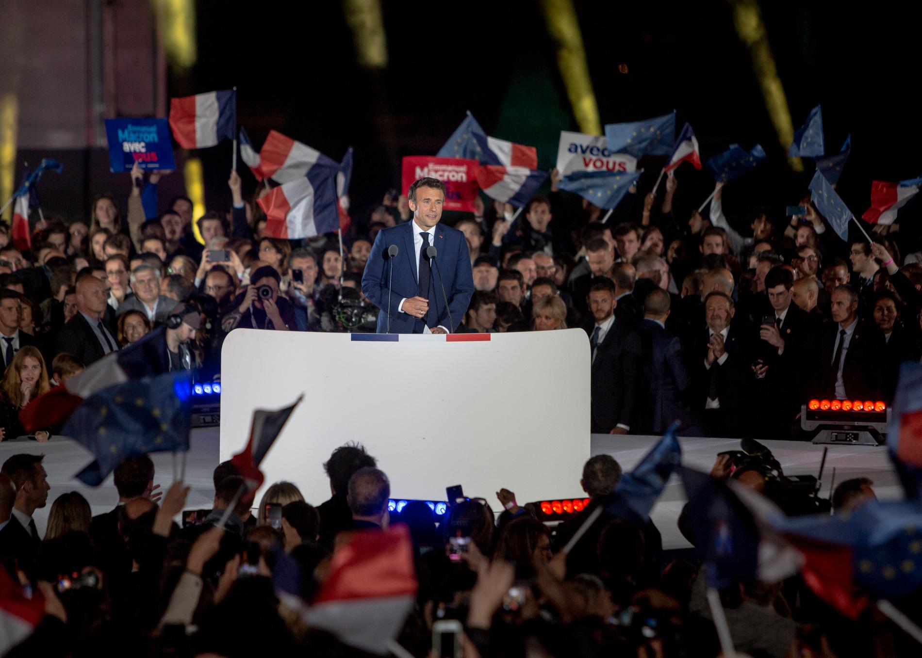 Emmanuel Macron efter att just ha vunnit presidentvalet.