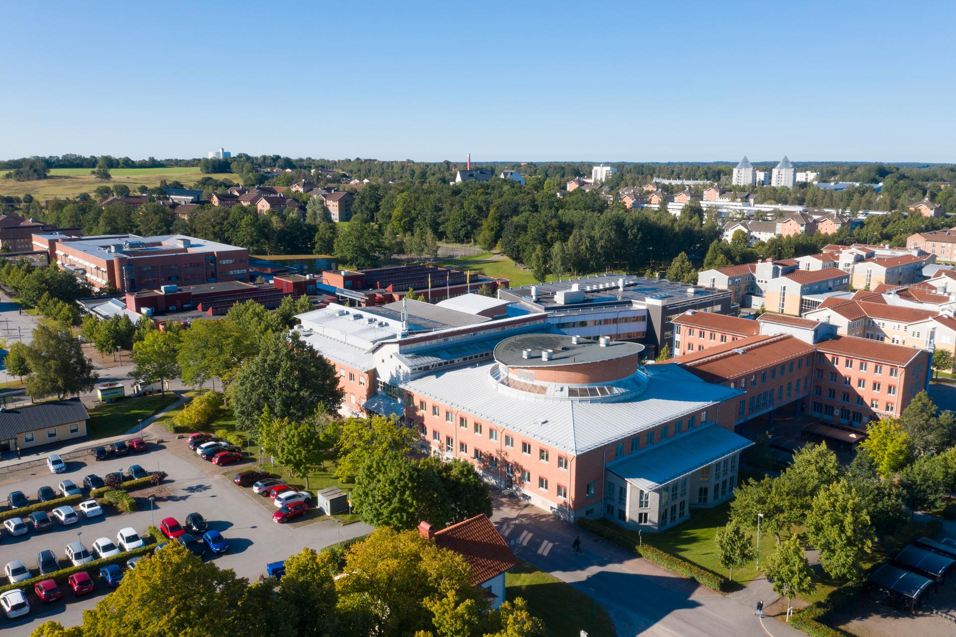 Delar av campus av Linnéuniversitetet i Växjö.