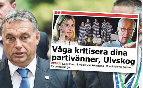 Fem socialdemokrater i Europåparlamentet tycker att Gunnar Hökmark bör fundera på sin syn på Ungerns premiärminister Viktor Orbán (bilden).