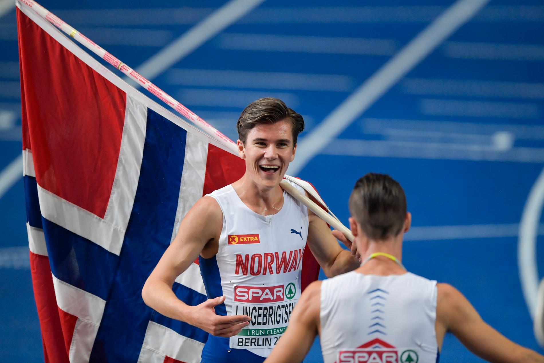 Jacob Ingebrigtsen, 17 år, vann EM-guldet på 1500 meter.