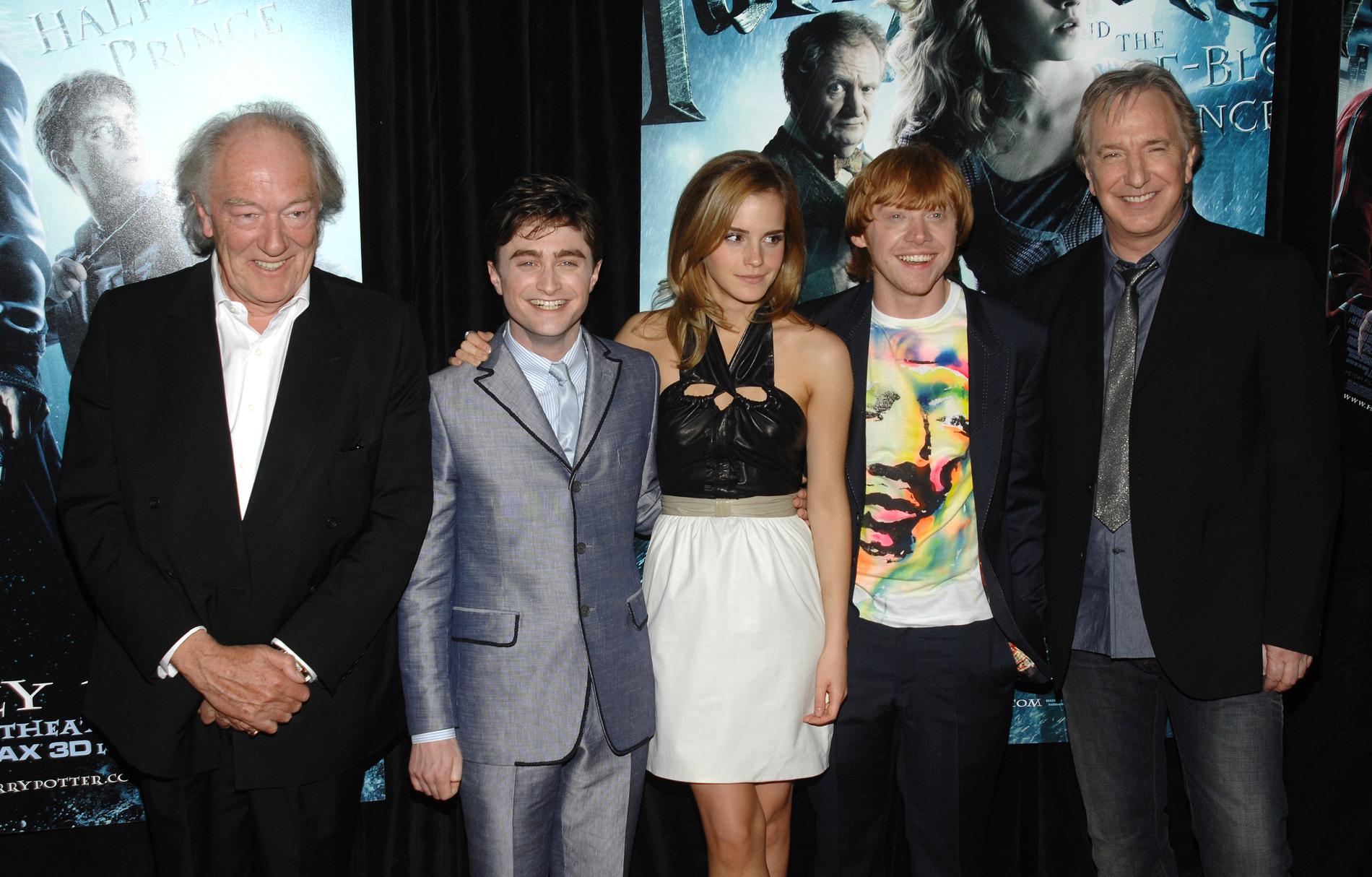 Michael Gambon, Daniel Radcliffe, Emma Watson, Rupert Grint och Alan Rickman.