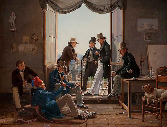 Constantin Hansen, ”Et selskab af danske kunstnere i Rom”, 1837. Olja på duk. SMK, Statens museum for kunst.