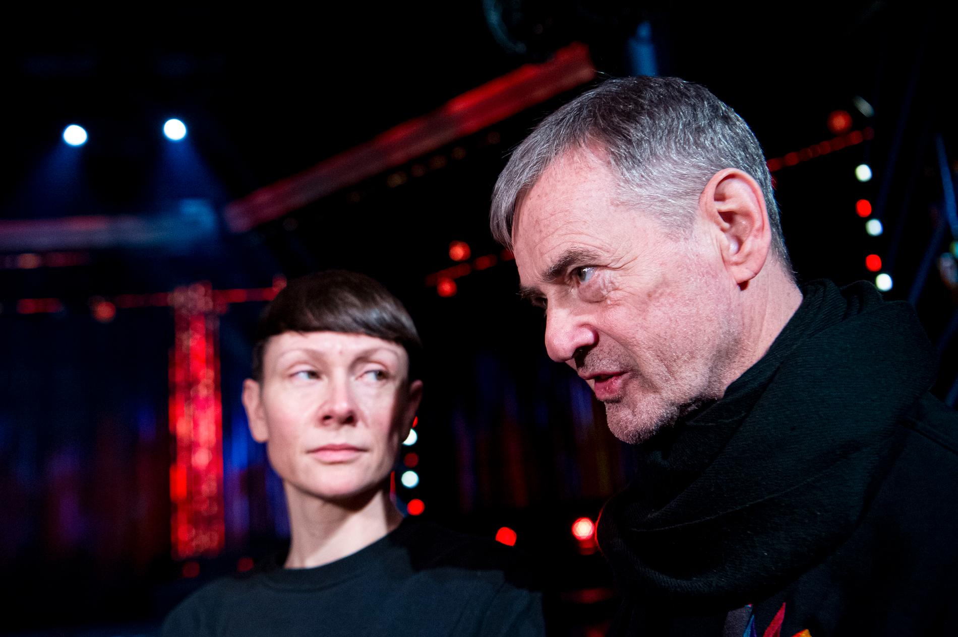 Karin Gunnarsson och Christer Björkman under Melodifestivalen 2020.