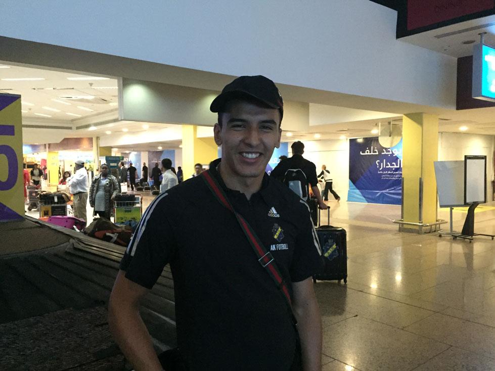 Nabil Bahoui på flygplatsen i Dubai.