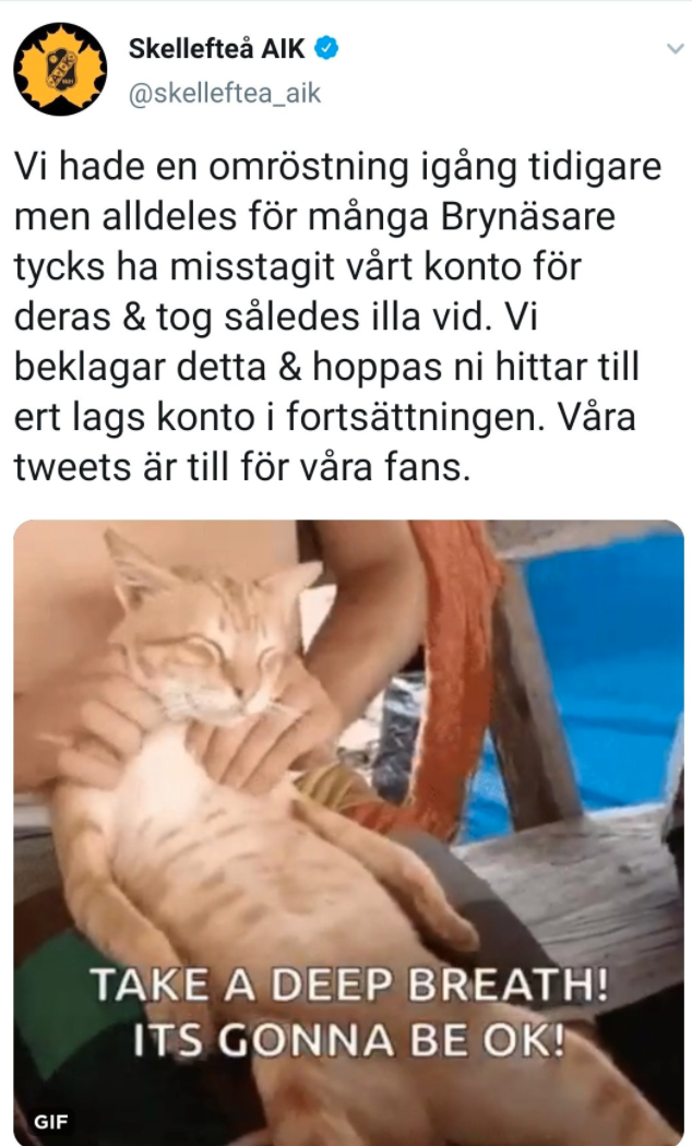 Ett av flera inlägg som väckte uppmärksamhet från Skellefteås twitter-konto. 