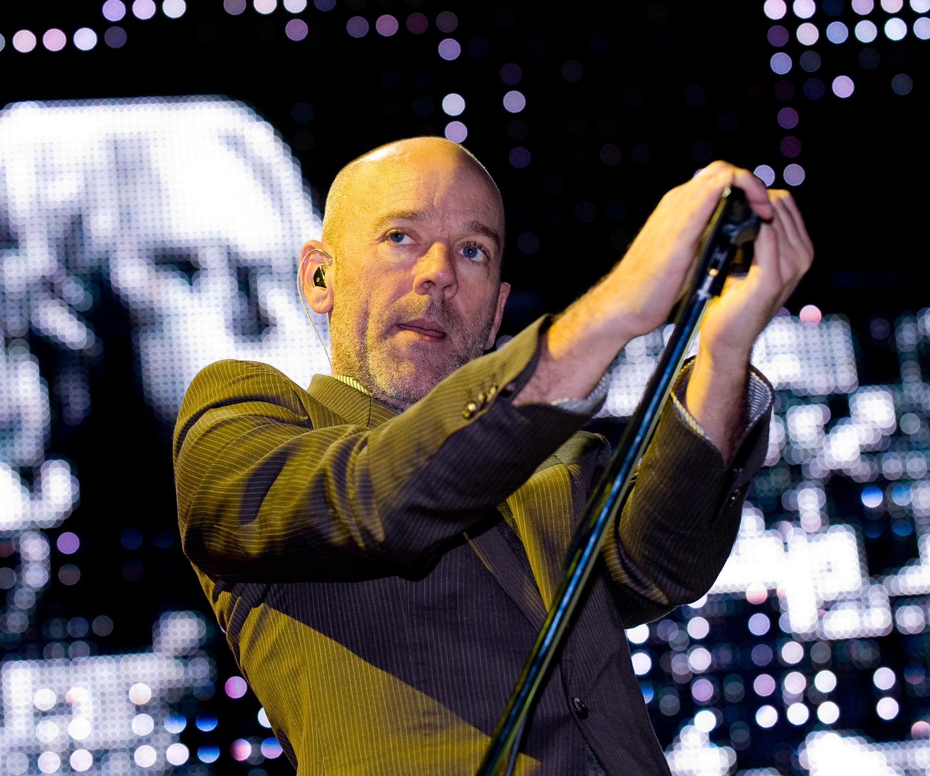 Sångaren Michael Stipe i spetsen för bandet REM. Arkivbild.