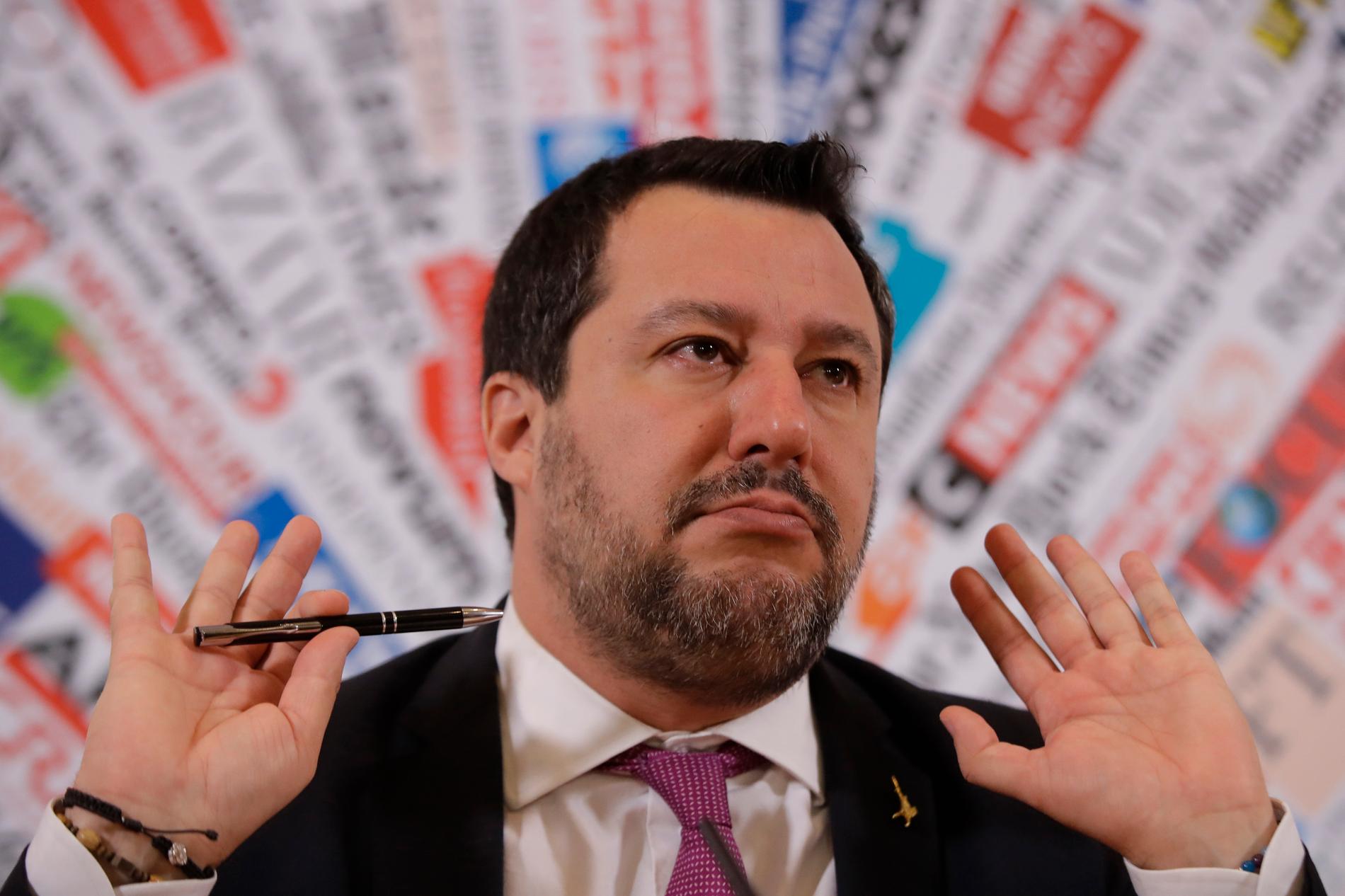 Oppositionsledaren Matteo Salvinis rättsliga öde finns hos ett utskott i den italienska senaten. Arkivbild.