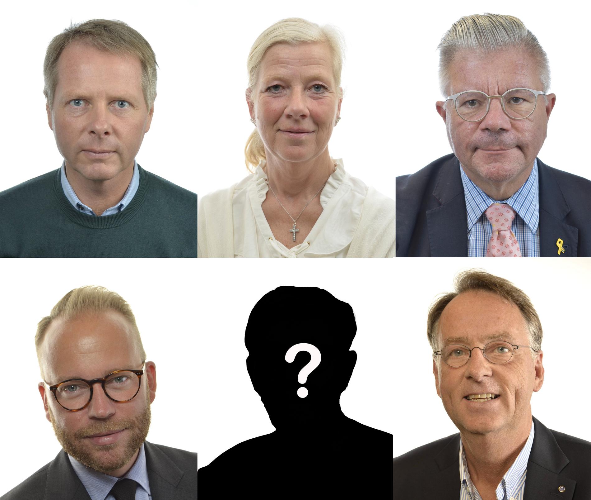 Vem blir kulturminister i den nya regeringen? Övre raden till vänster Christer Nylander (L), Kristina Axén Olin (M), Hans Wallmark (M), Olof Lavesson (M) och Roland Utbult (KD).