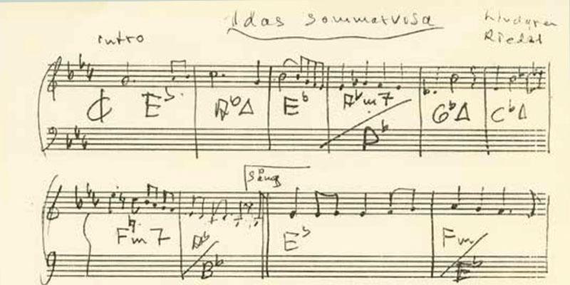 Riedels egna noter till ”Idas sommarvisa”, med text av Astrid Lindgren.