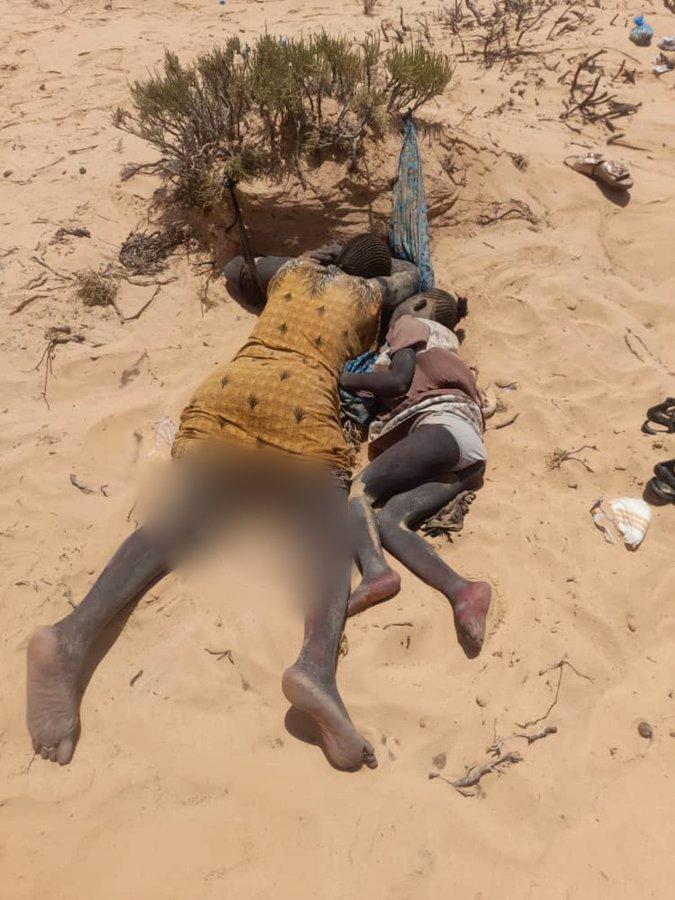 Matyla och sexåriga dottern Marie ligger döda i libyska öknen, utslängda från Tunisien.