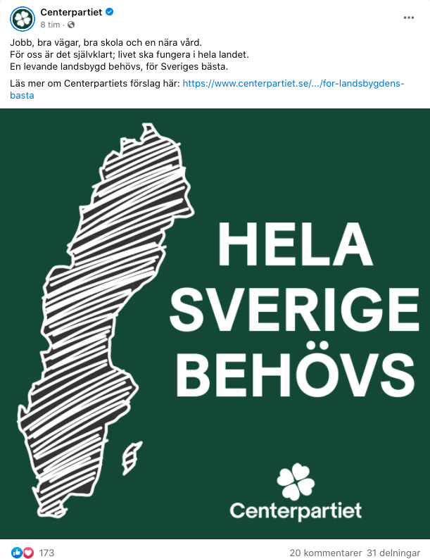 Öland glömdes bort när Centerpartiet meddelade att ”Hela Sverige behövs”. 