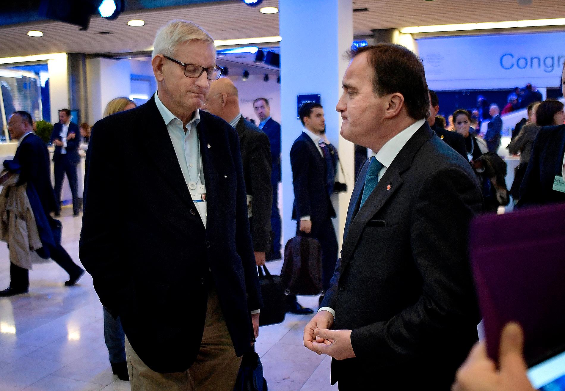 Carl Bild och Stefan Löfven i Davos.