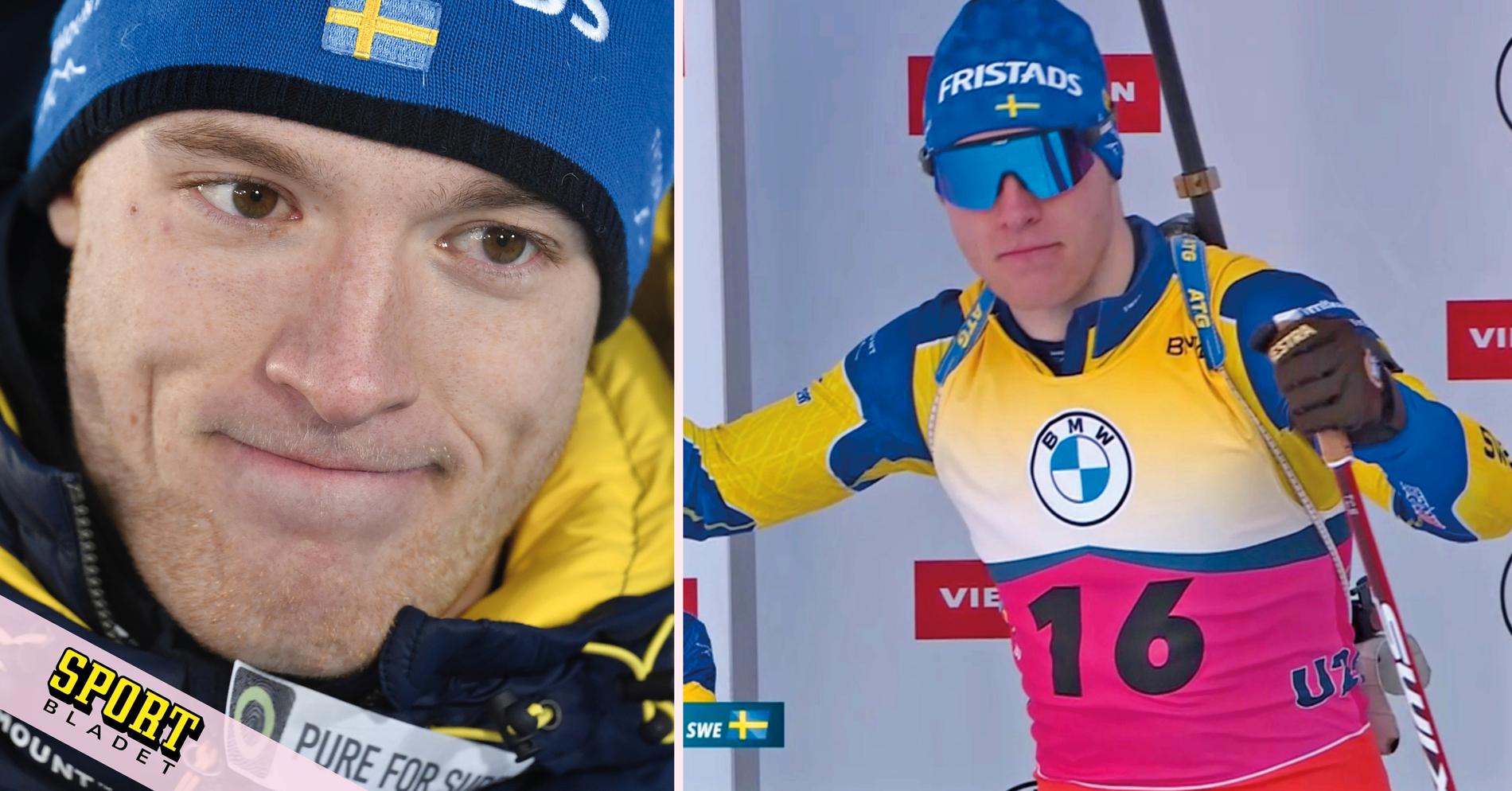 Sebastian Samuelssons historiska ledarväst – blå, gul och rosa. 