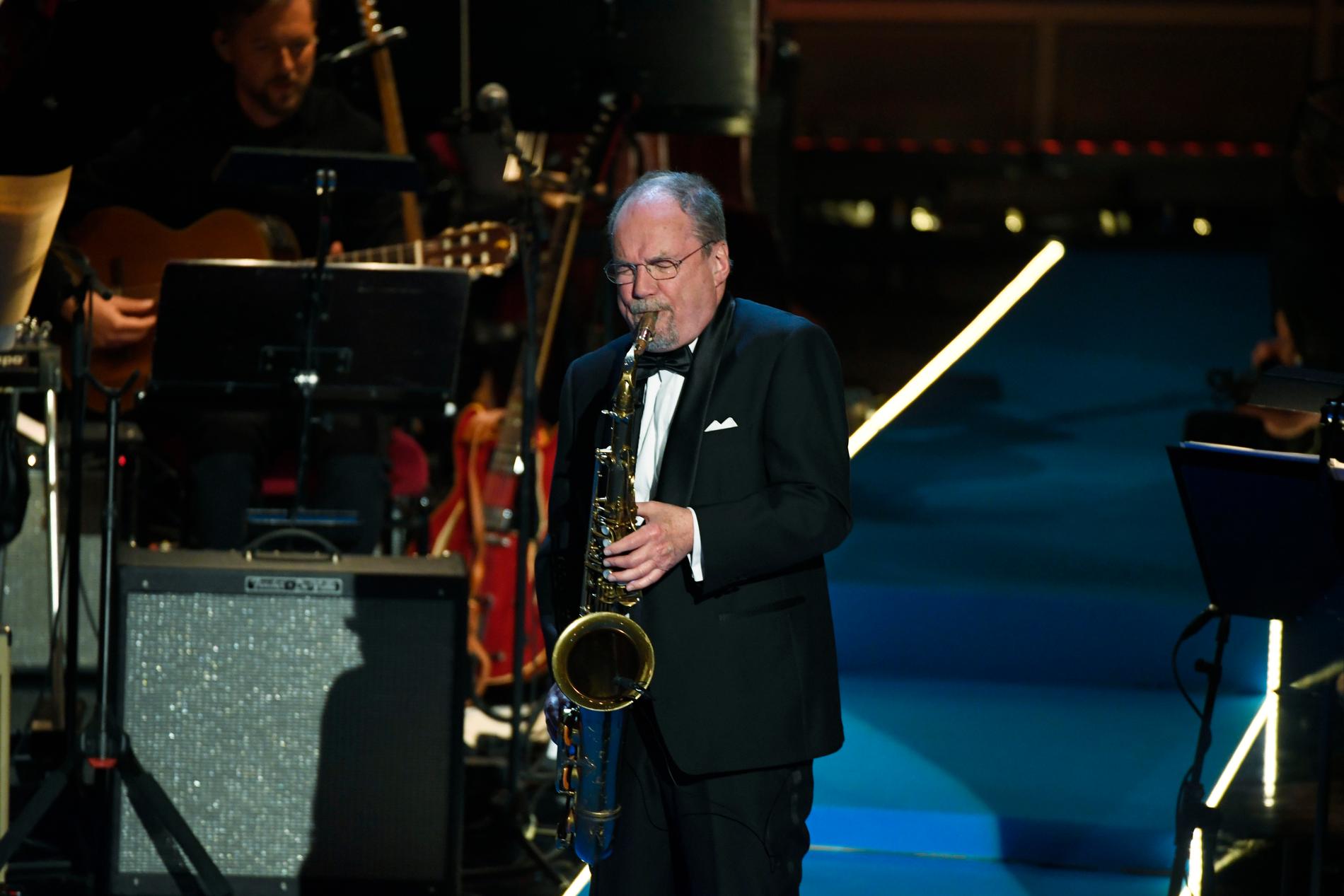 Saxofonisten Lennart Åberg uppträder på Polarpriset 2017. 