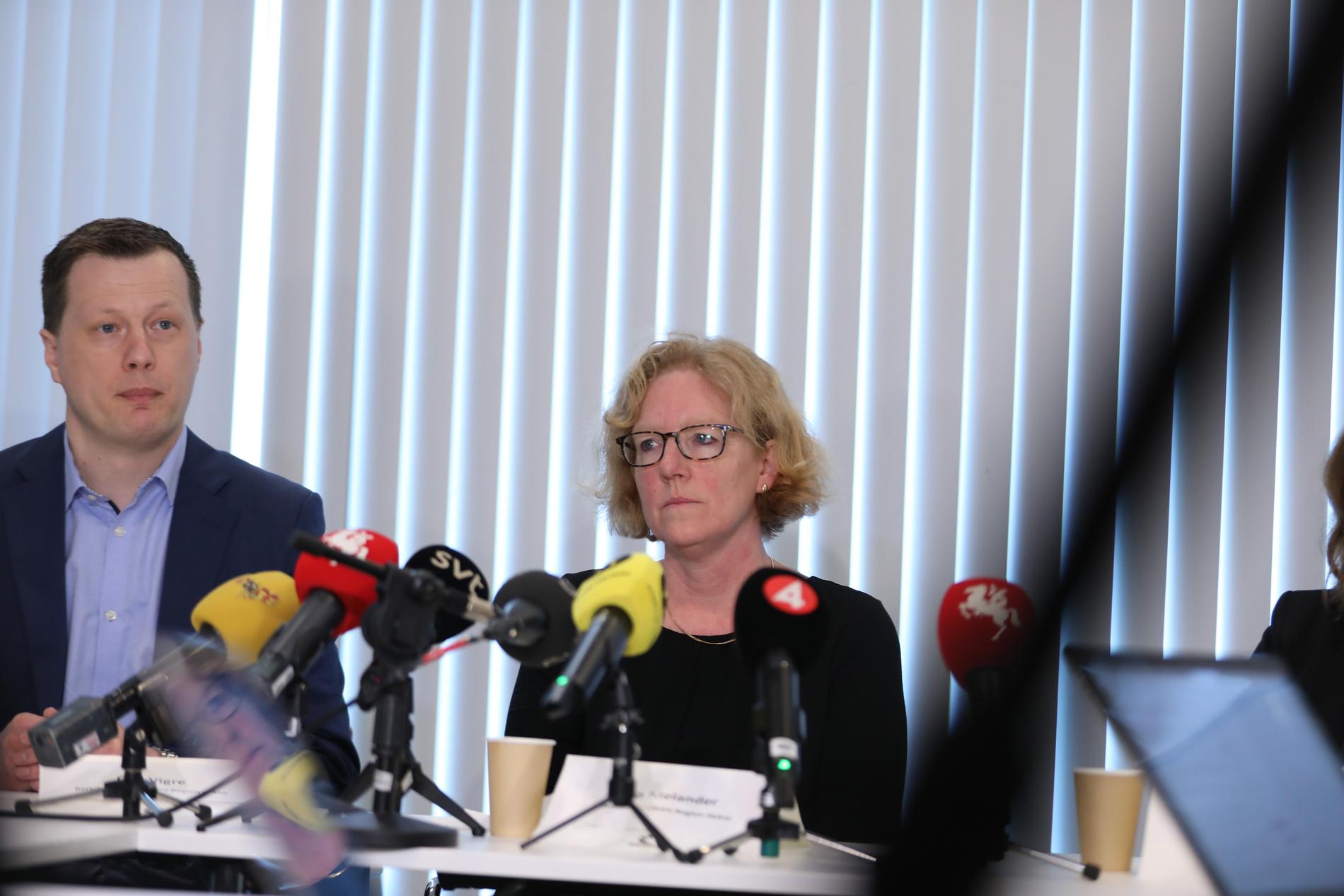  Eva Z Melander, smittskyddsläkare, på Region Skånes presskonferens.