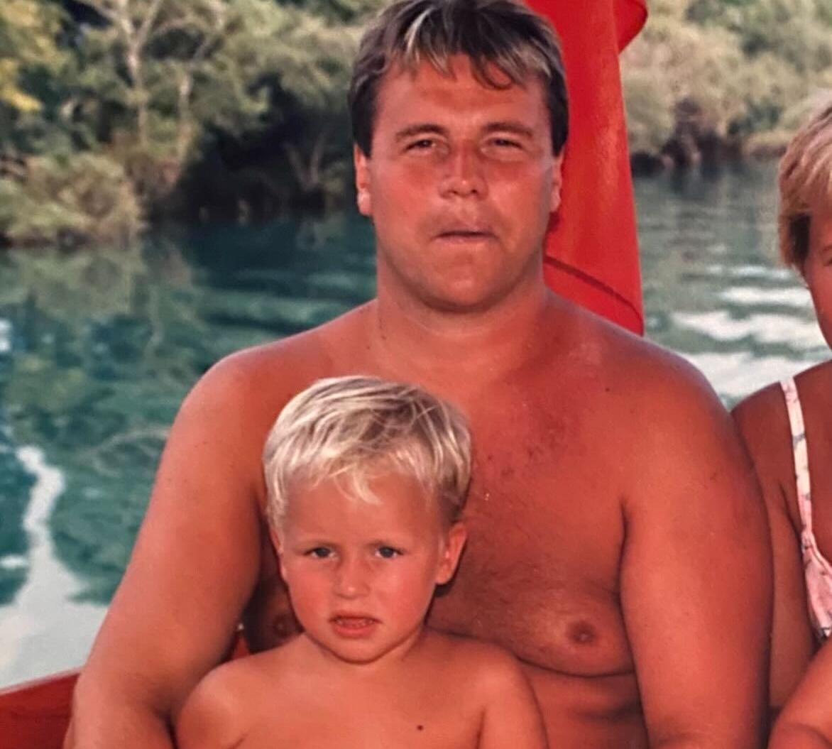 Christoffer Hammarlöf med pappa Jan ”Blondie” Hammarlöf 1998. 