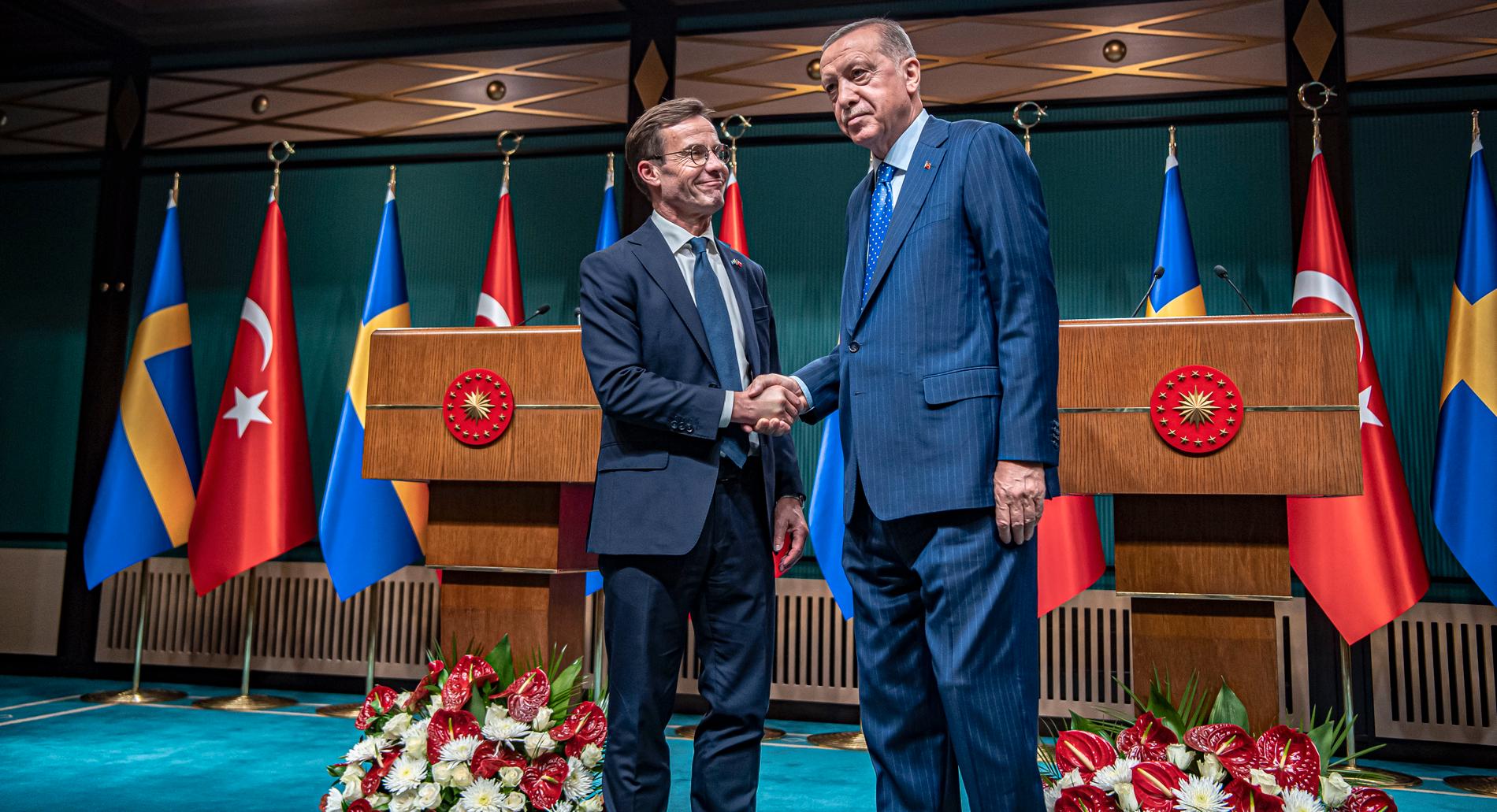 Statsminister Ulf Kristersson träffar Turkiets president Erdogan i november förra året.