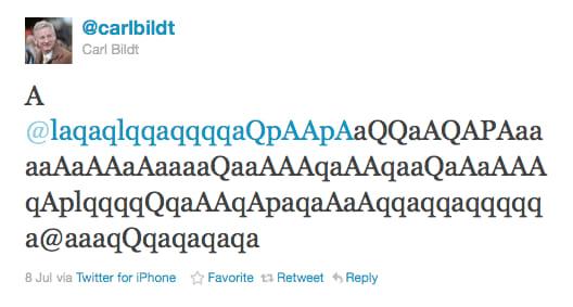 En tidigare twitterfadäs från Carl Bildt. 