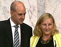 Nytt statsråd Fredrik Reinfeldt utser sin nya handelsminister Eva Björling.