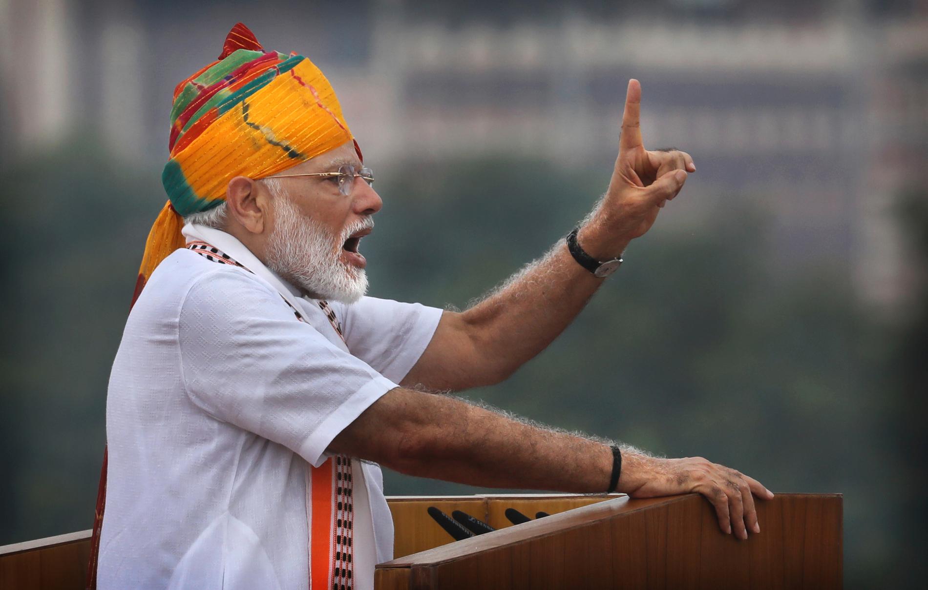 Narendra Modi talar till nationen på nationaldagen, 15 augusti.