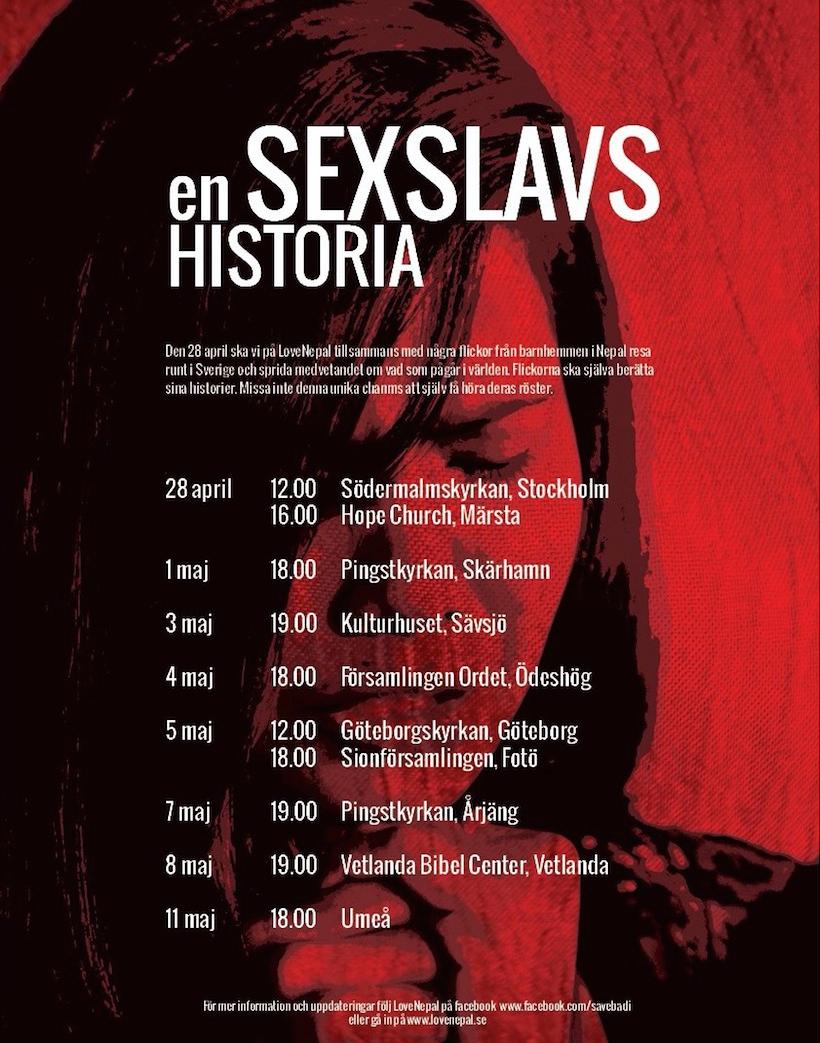 Reklam för insamlingsturnén ”En sexslavs historia”