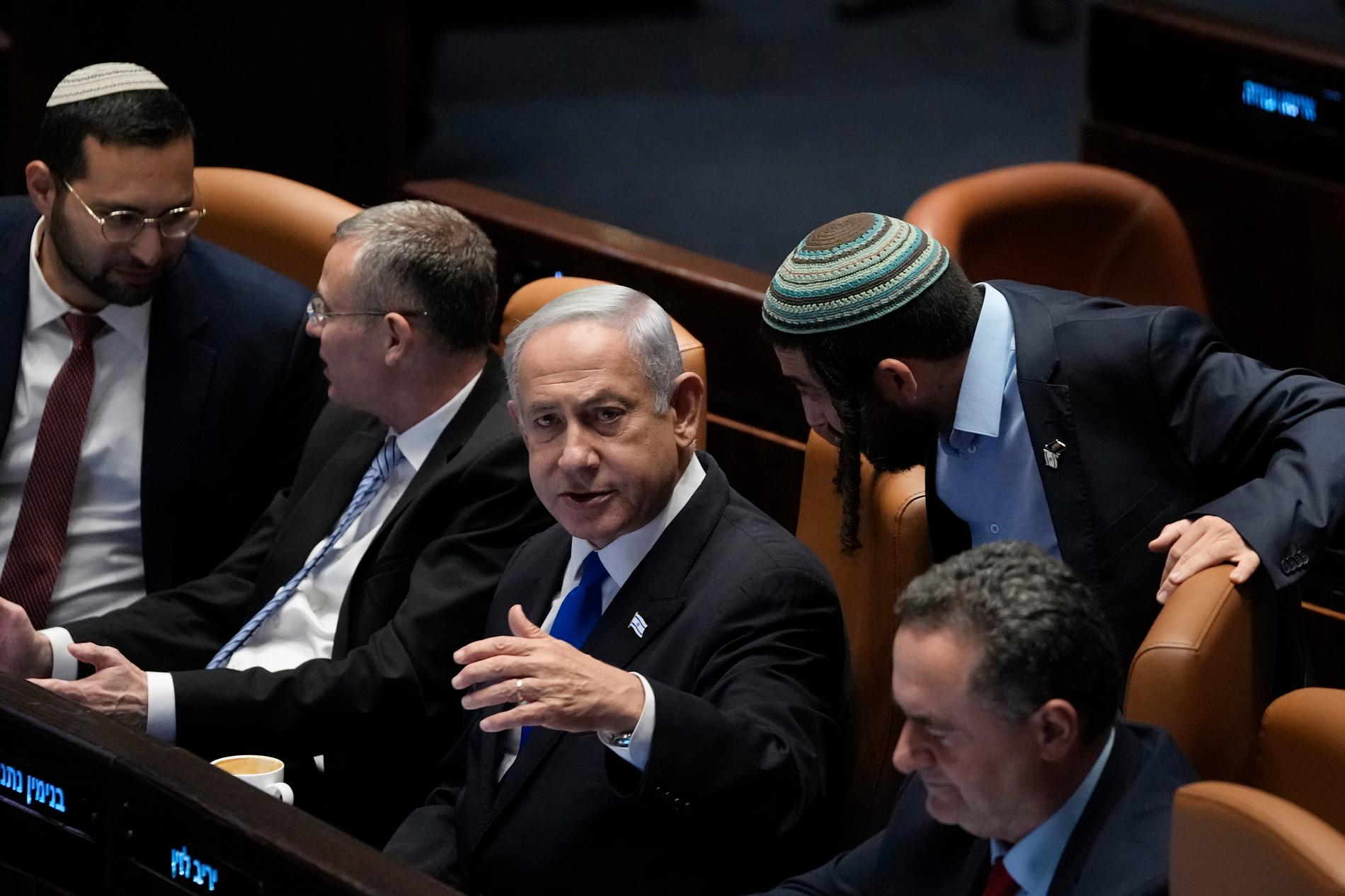 Israels premiärminister Benjamin Netanyahu i Knesset.
