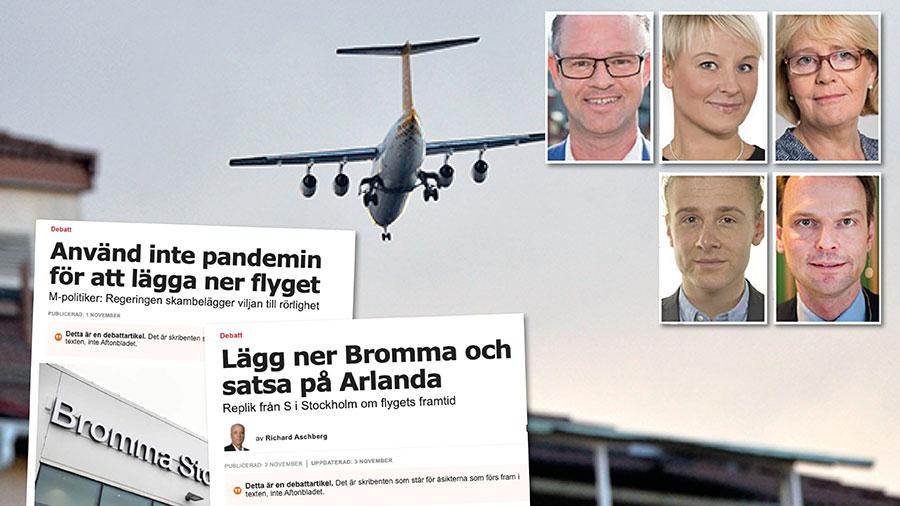 Vi vill se beslut och investeringar för utbyggnad av Arlanda innan Brommas framtid avgörs. Under tiden följer vi med spänning elflygets utveckling för snabba, tysta och utsläppsfria inrikestransporter från Bromma flygplats, skriver fem M-politiker.