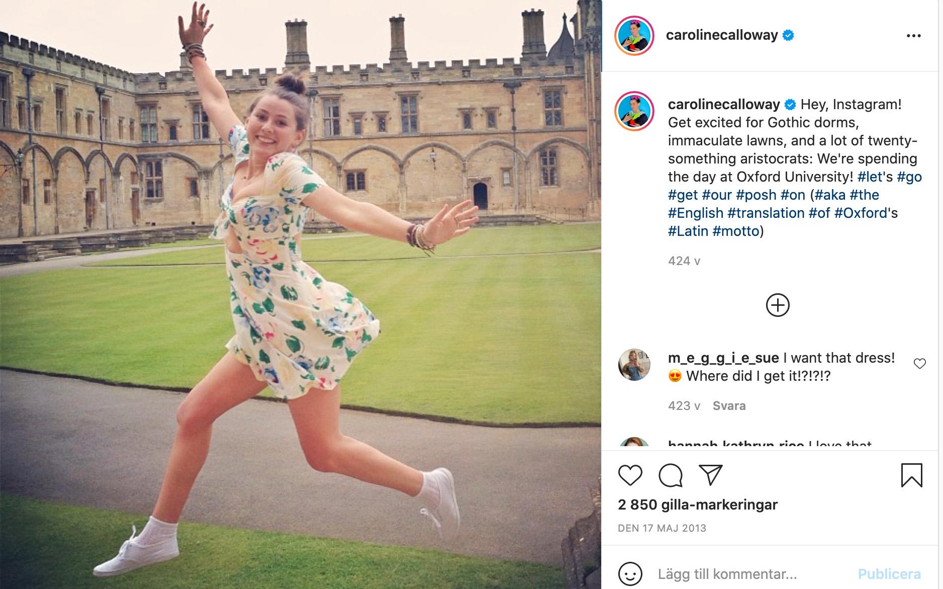 Caroline Calloway blev känd på Instagram. 