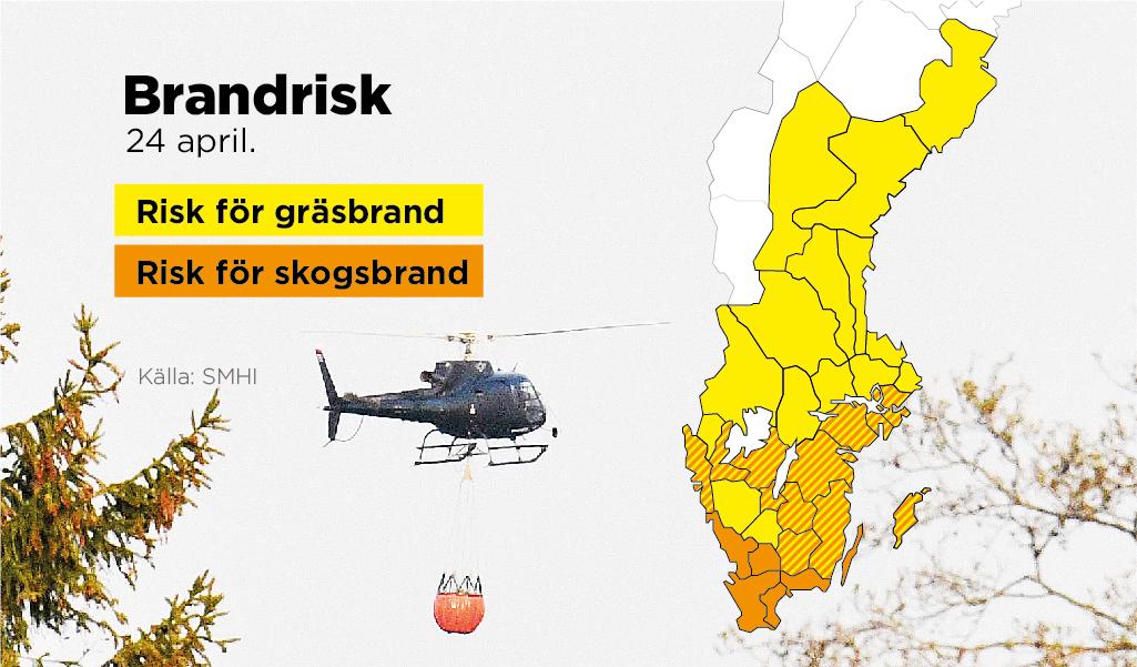 SMHI varnar för hög brandrisk i hela Götaland och Svealand de närmaste dygnen.