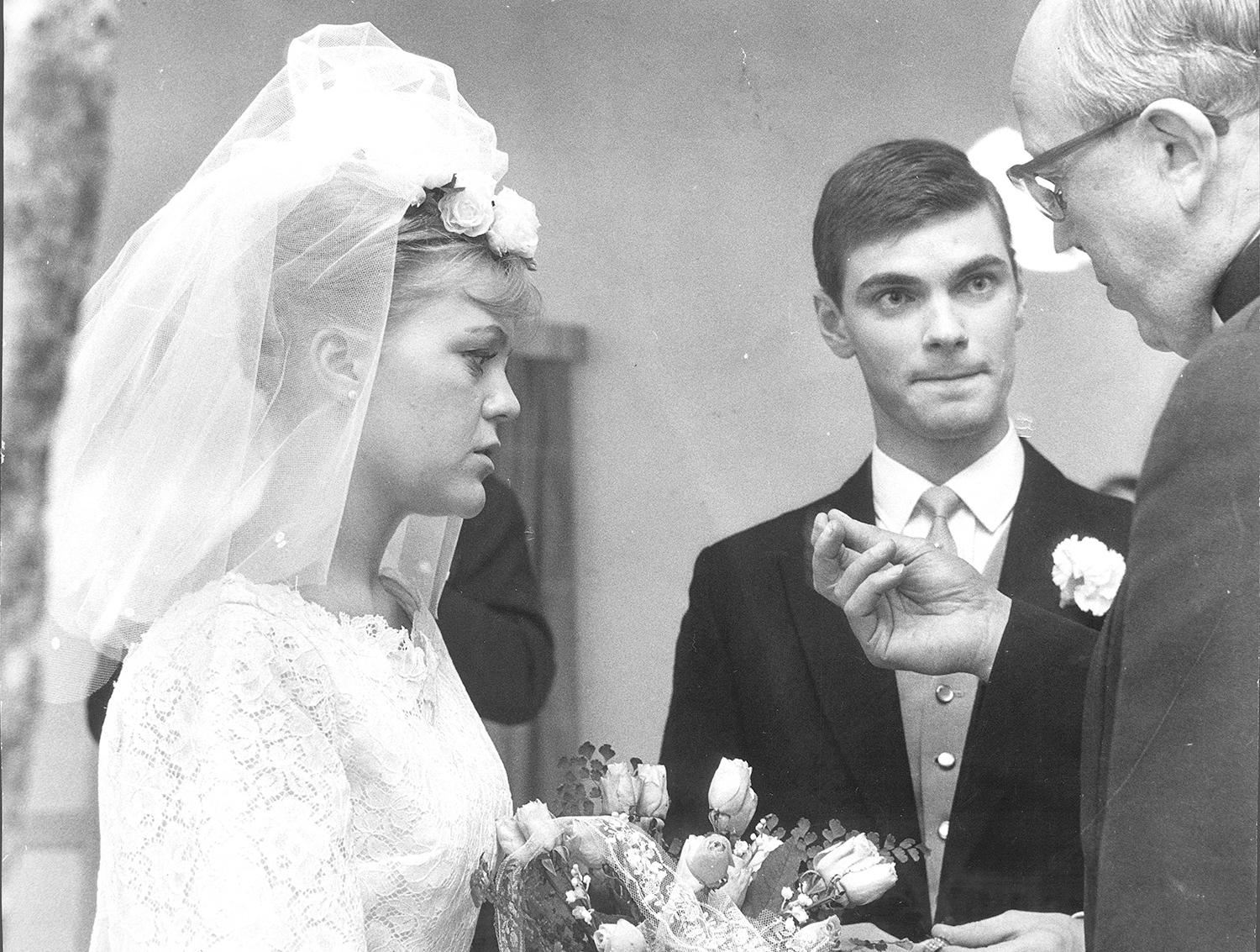 Christina Schollin och Hans Wahlgren gifte sig i Boo kyrka 1962.