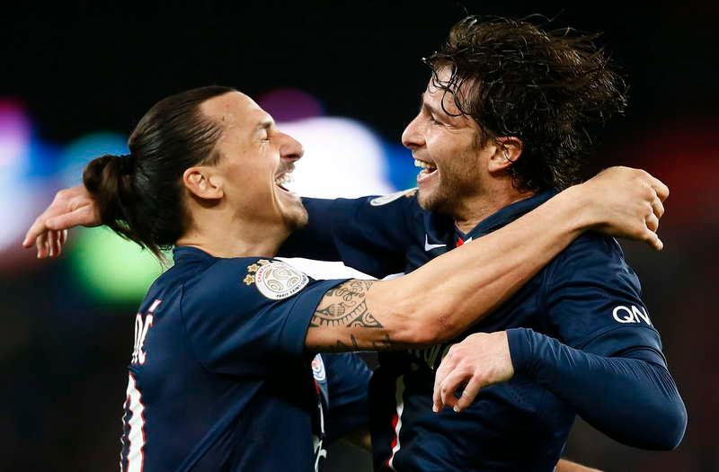 glada polare  Zlatan Ibrahimovic och Maxwell hade all anledning att le under gårdagens seger mot Guingamp.