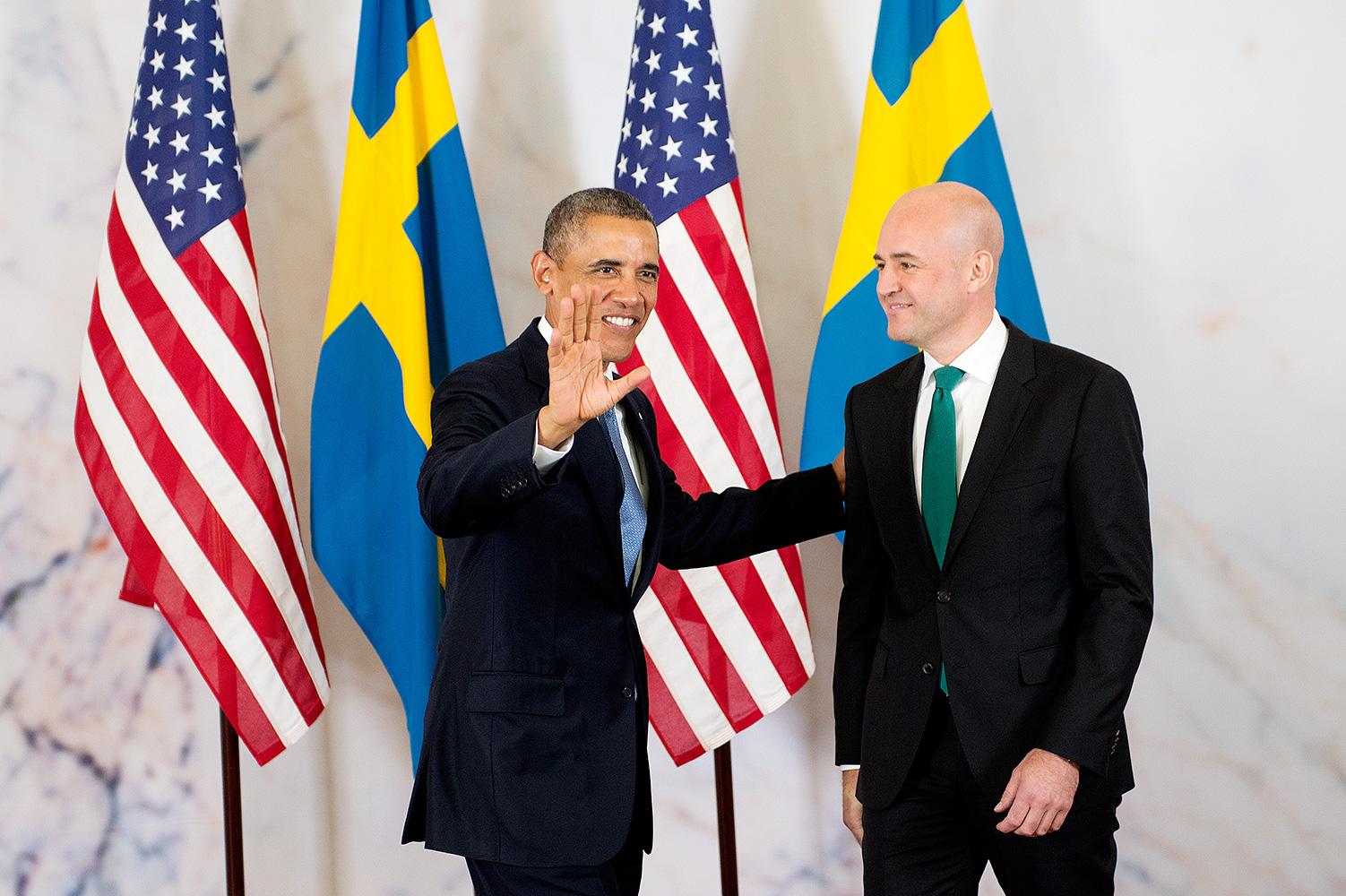 Barack Obama och Fredrik Reinfeldt under presidentens besök i Sverige.