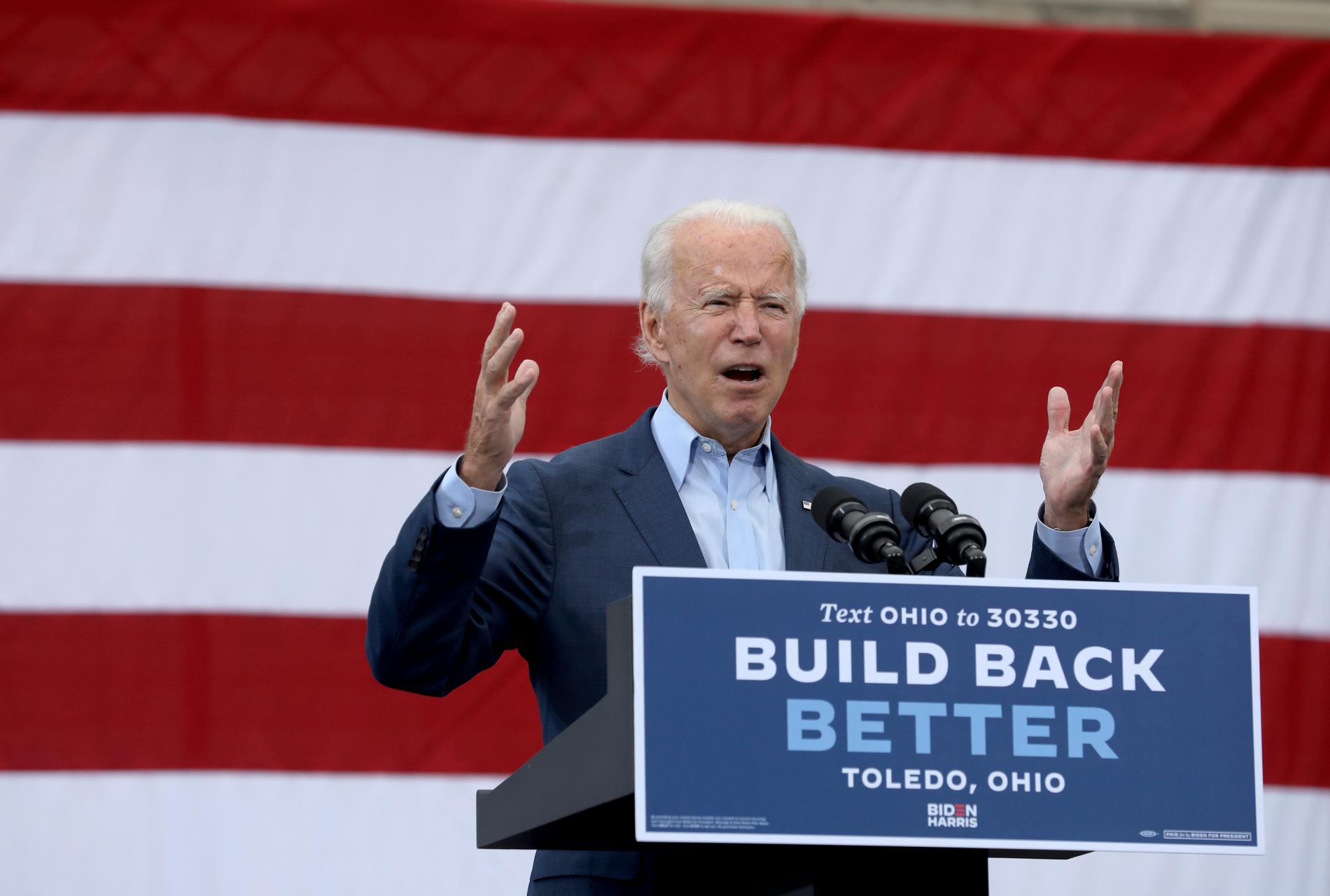 Presidentkandidaten Joe Biden på ett valmöte i Toledo i Ohio den 12 oktober.