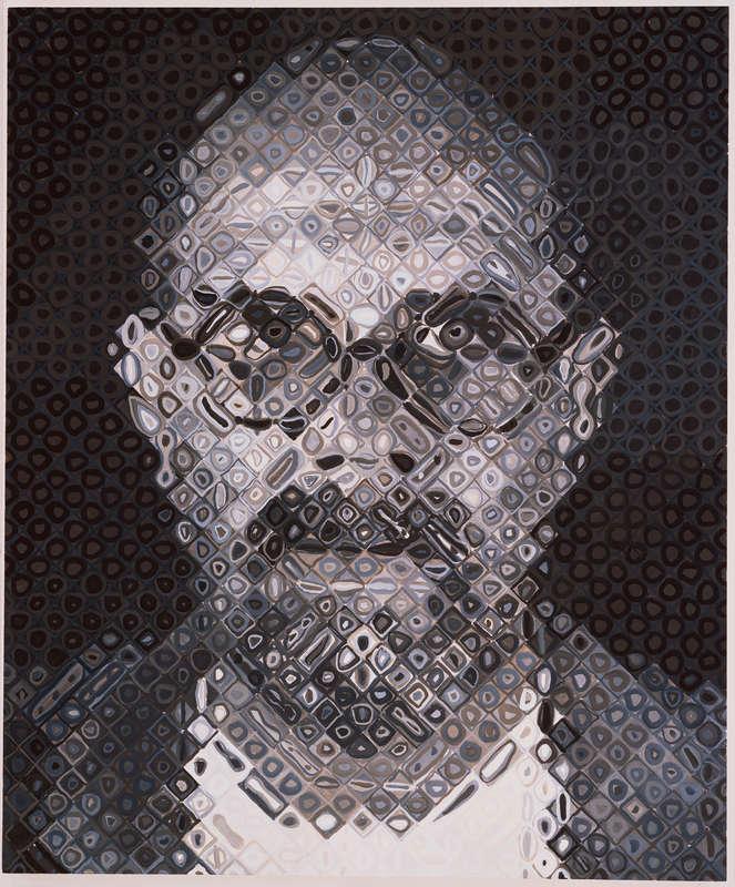 Chuck Close, ”Självporträtt I”, 1995, olja på duk.