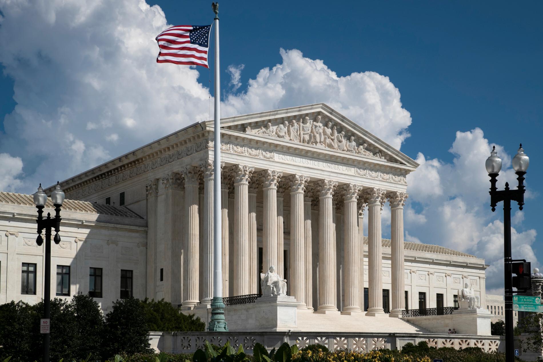 USA:s högsta domstol i huvudstaden Washington DC. Arkivbild.