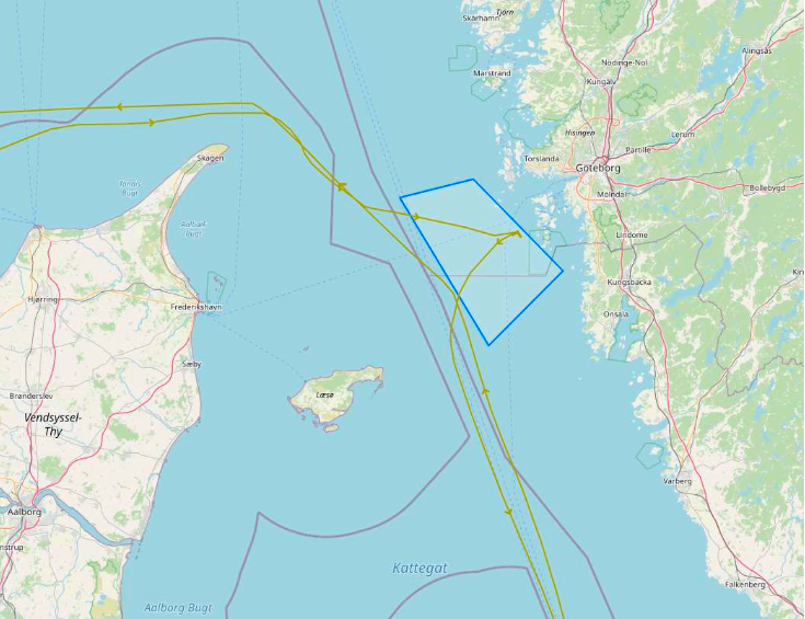 Den misstänkta avvikelsen från fartygets rutt. Ett oanmält stopp utanför Styrsö i Göteborgs södra skärgård, där avlastningen misstänks ha skett.