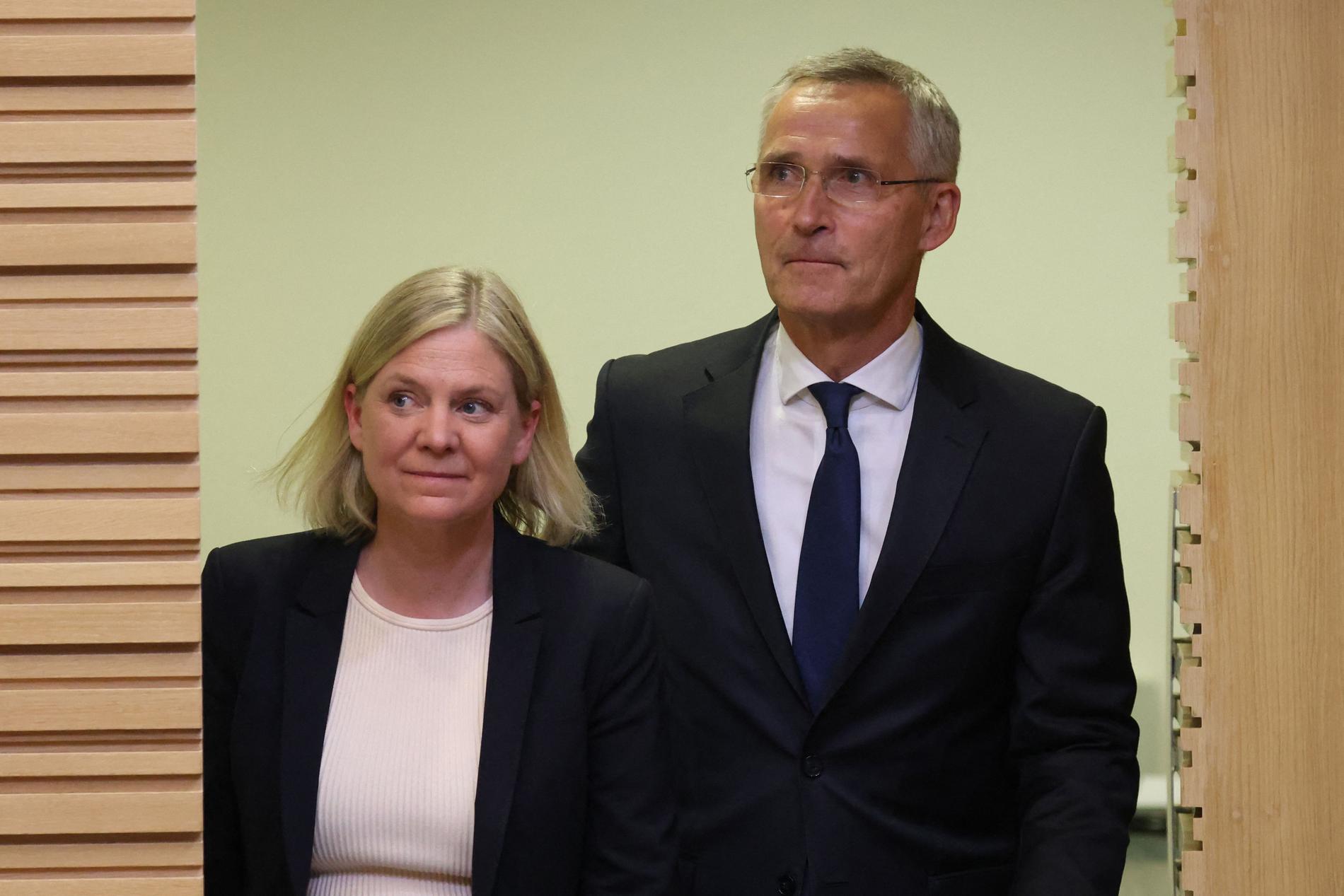 Statsminister Magdalena Andersson och Nato:s generalsekreterare Jens Stoltenberg.