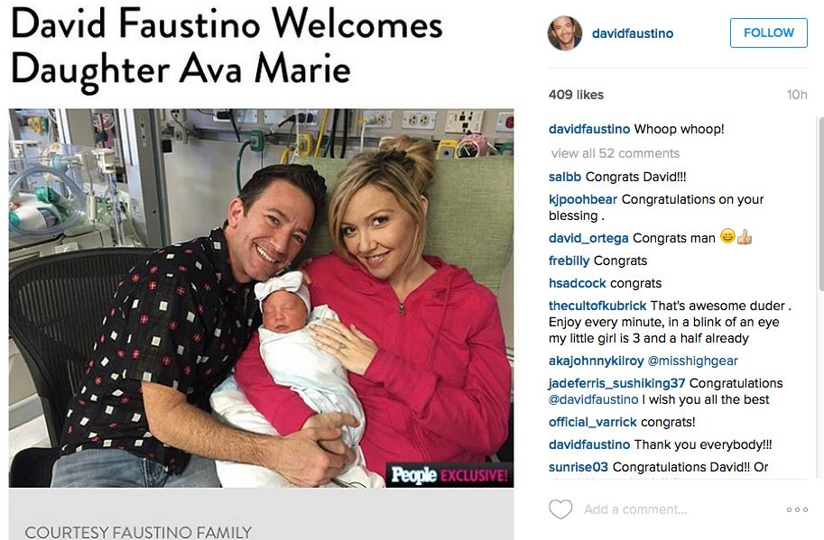 Whoop whoop!  David Faustino och flickvännen Lindsay Bronson har fått sitt första barn – en dotter