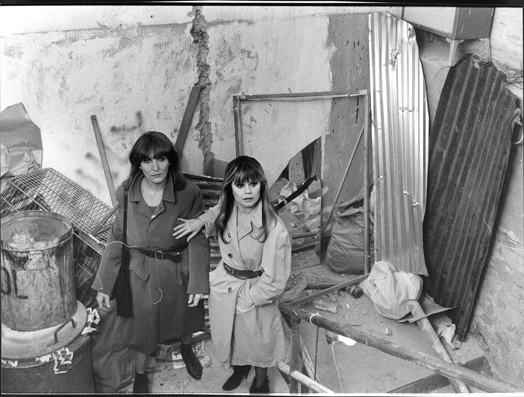 Inspelningen av "Sköna juveler".  Kim Anderzon,  och Lena Nyman. 1984