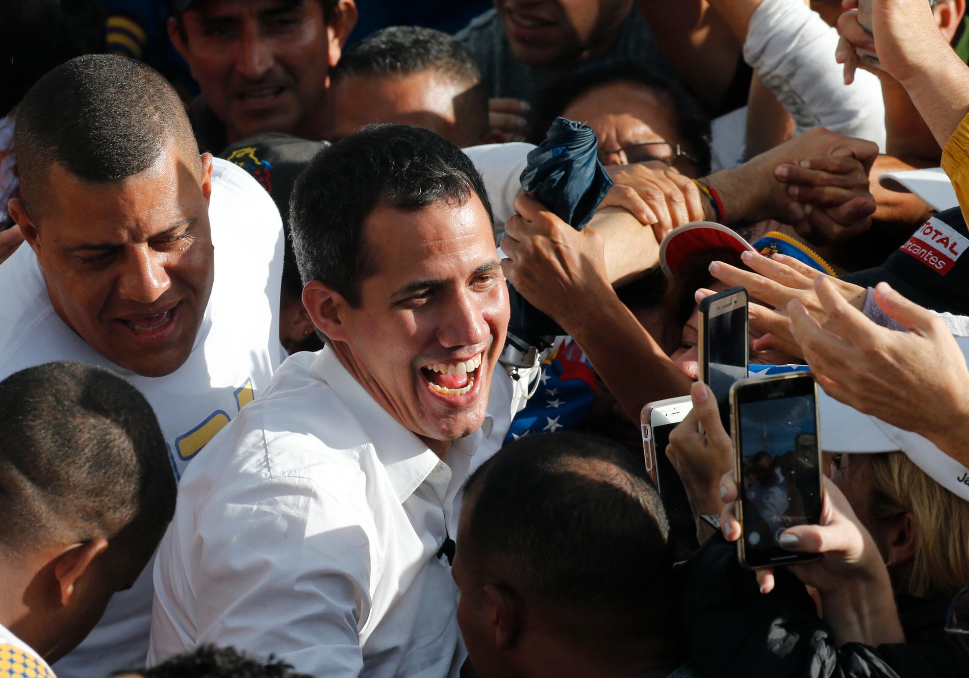 Den venezuelanska nationalförsamlingens ordförande, oppositionsledaren Juan Guaidó.