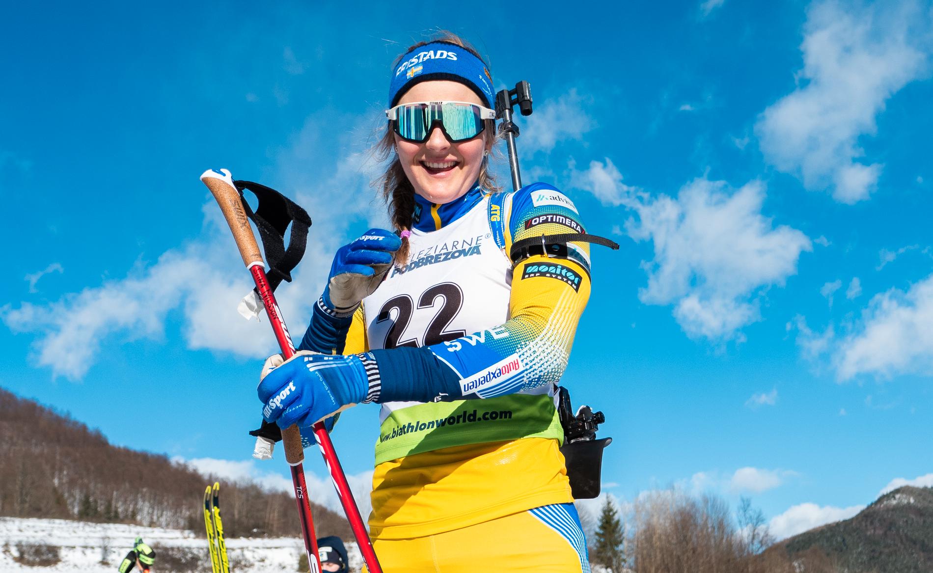 Stina Nilsson och Sverige kom tvåa i stafetten. 