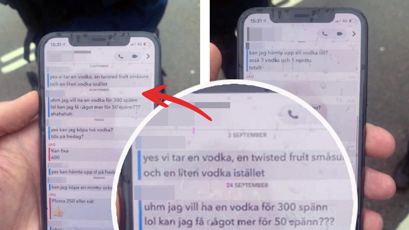 Polisens förundersökning visar hur mannen tog emot beställningar på Snapchat på bland annat vodka och Små sure twisted sour fruit. 