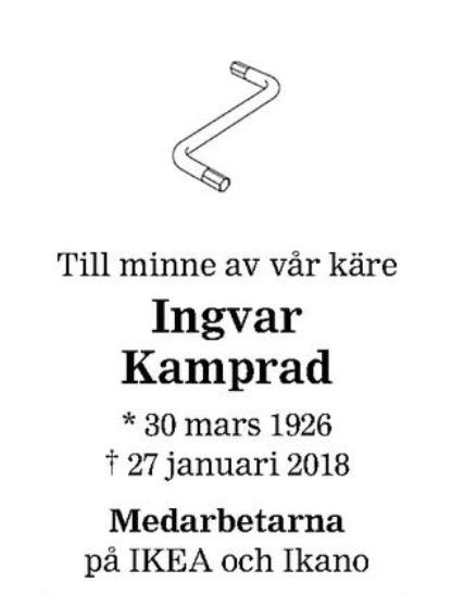 Här är dödsannonsen som publicerades i Smålandsposten på fredagen.
