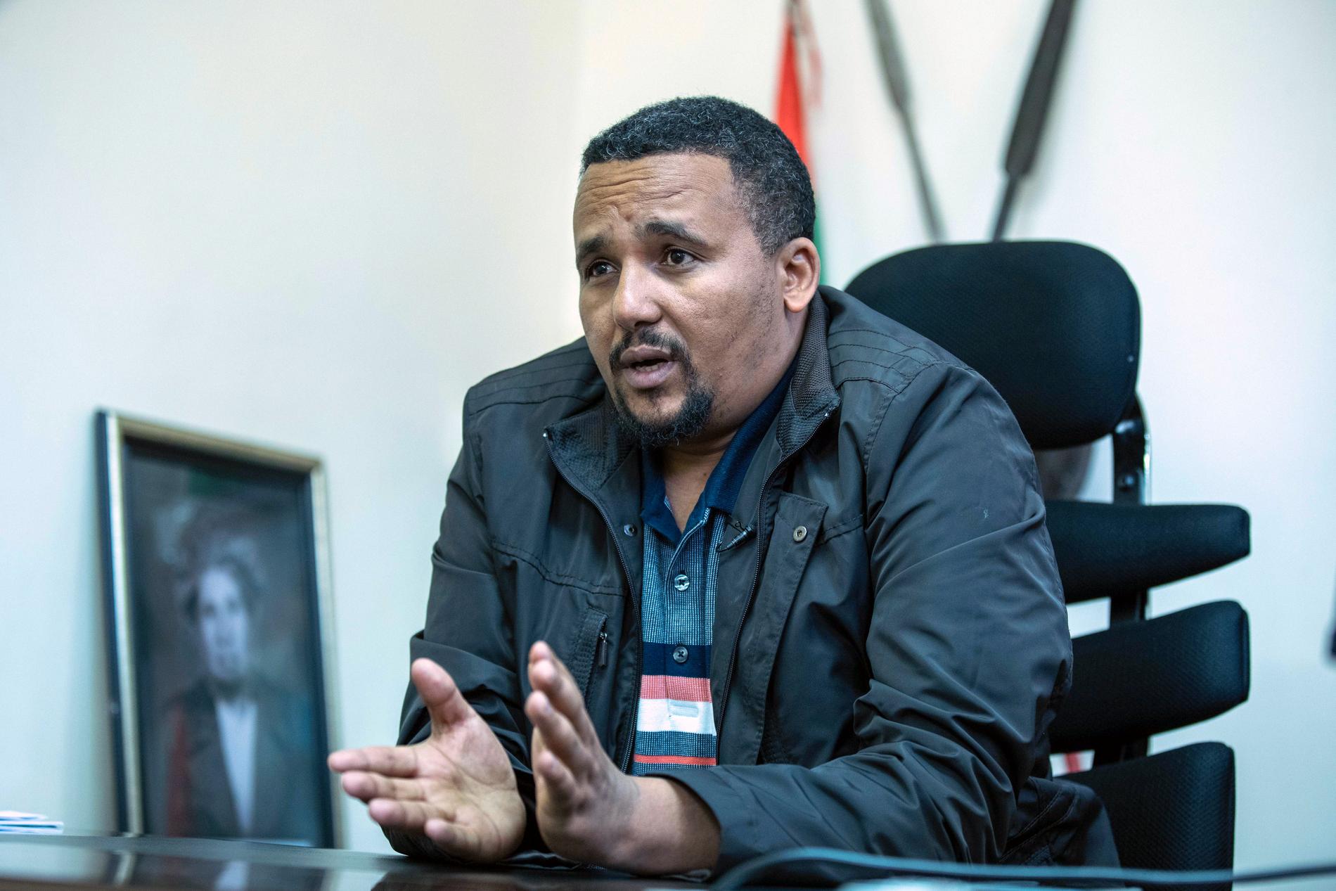 Jawar Mohammed under en intervju i Addis Abeba i torsdags där han antyder att han kan komma att utmana sin tidigare allierade, premiärminister Abiy Ahmed, i nästa års val.