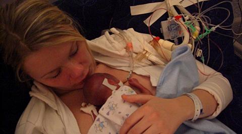 Madeleine Larsens son Philip föddes i vecka 26, och levde bara i en och halv dag.