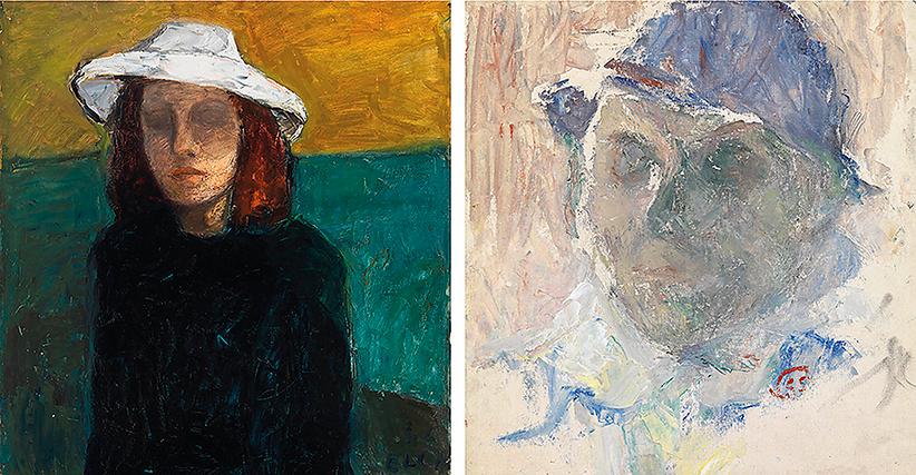 Självporträtt av Elga Sesemann (1946), och Sigrid Schauman (odaterat). Utställningen visas just nu på Millesgården.