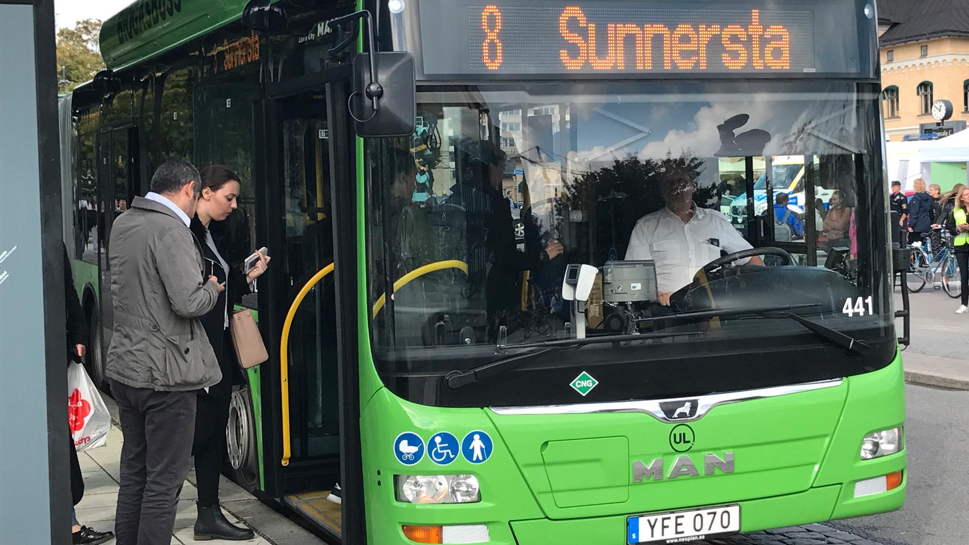 Ingen trängsel på bussarna i Uppsala.