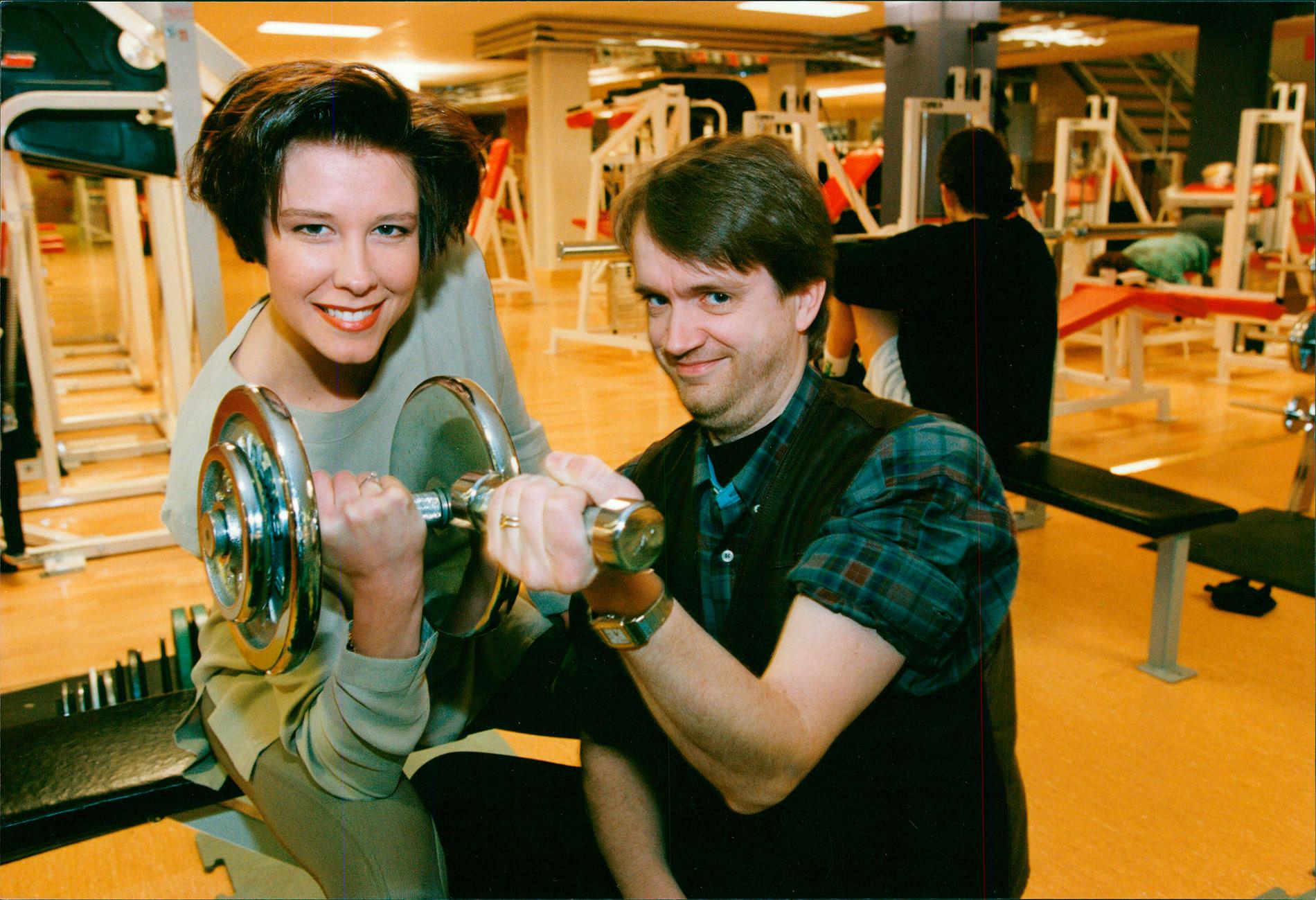 Hans Crispin och Charlotte Wiklund 1994, Inför premiären av amerikanske "Gladiatorerna" i TV4.