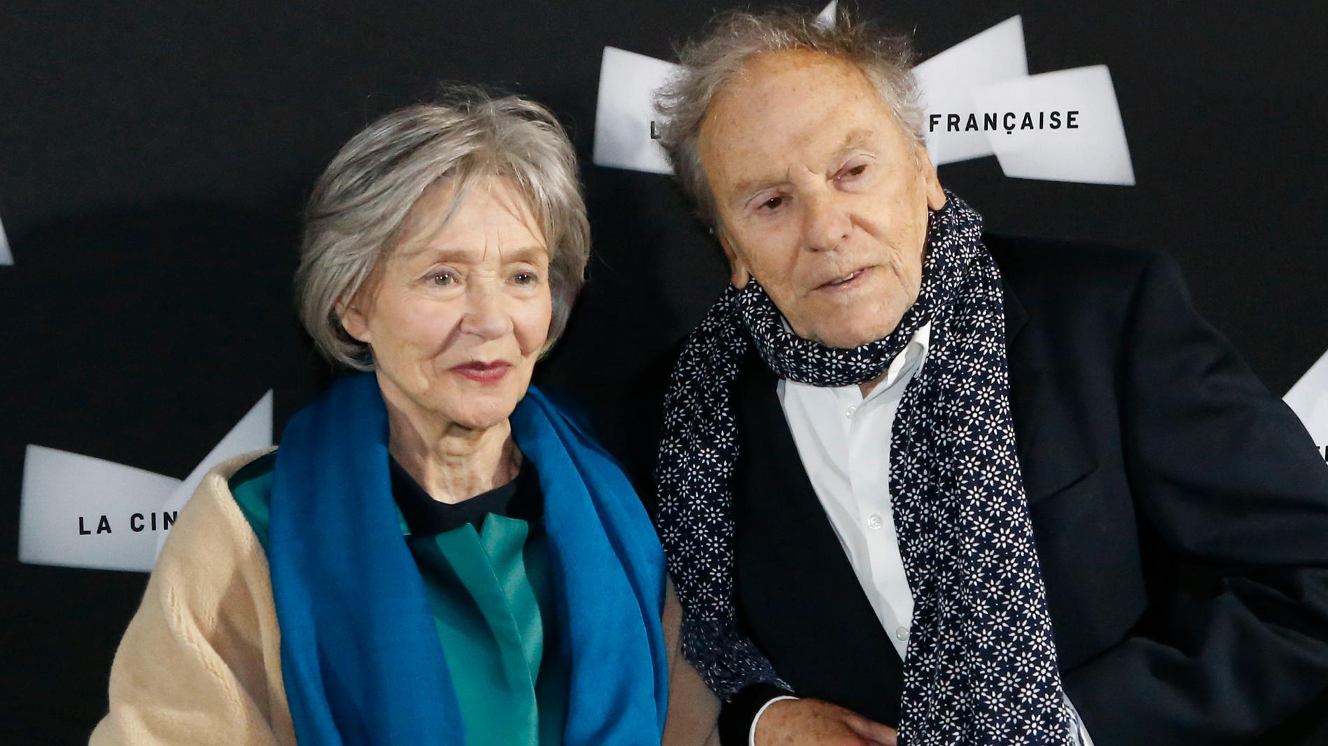 Jean-Louis Trintignant tillsammans med Emmanuelle Riva, hans motspelare i filmen "Amour", i Paris 2012.