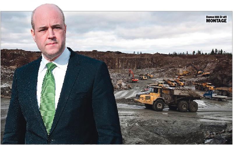 Saknar plan Statsminister Fredrik Reinfeldt besökte gruvbygget i Pajala i måndags – men hade inga besked om hur staten kan stötta gruvindustrin. OBS! Bilden är ett montage.